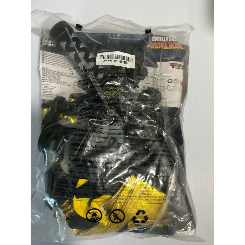 Spooktacular Creations Gold Ninja Warrior Costume Boys Small Black Gold 16pc Set - Picture 5 of 7